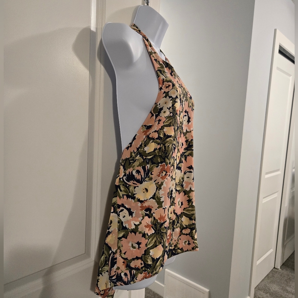 AKIRA CHICAGO BLACK LABEL Boho Floral Print Halter Top With Tie Back. Size S. - Picture 3 of 11